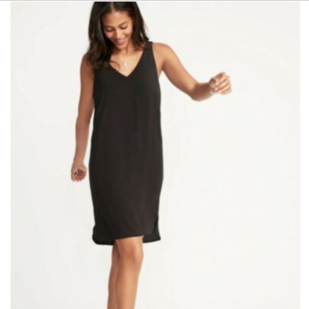 Eileen Fisher Wool Cashmere Blend Black Midi Shift Dress XS
